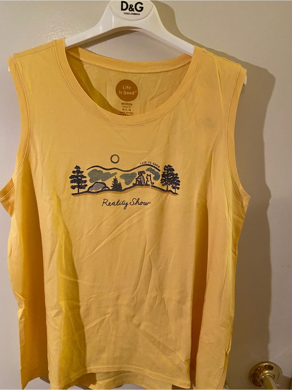Life Is Good Yellow Graphic Scoop-Neck Tank with 'Reality Show' Nature Print